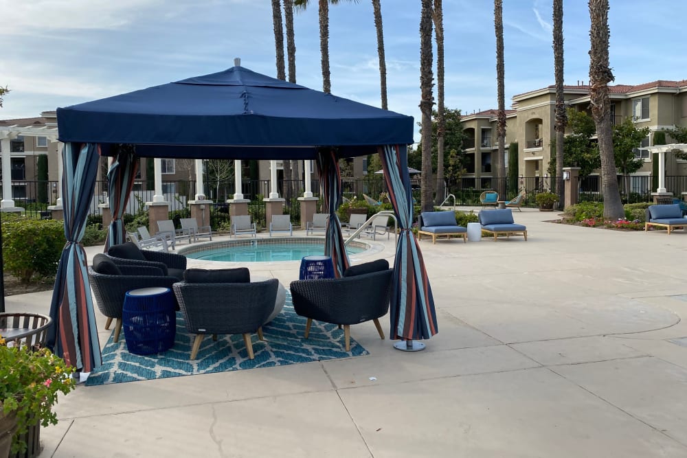 Large cabanas by the poolside at Avery at Moorpark in Moorpark, California