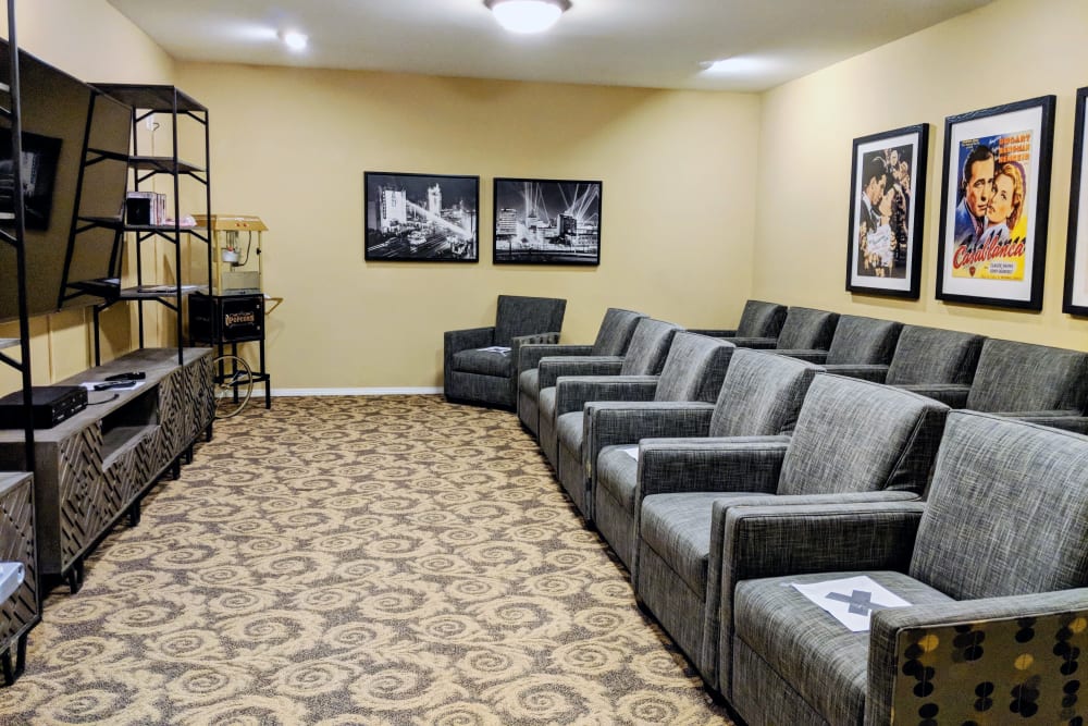 Movie theater at Timber Pointe Senior Living in Springfield, Oregon