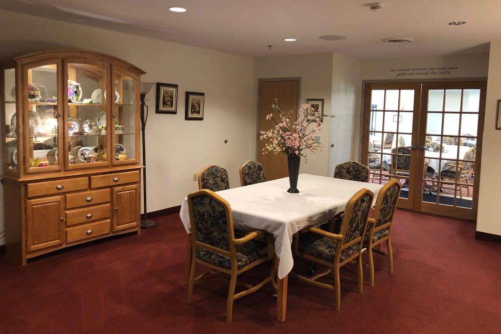 A beautiful dining area at HeatherWood Assisted Living & Memory Care in Eau Claire, Wisconsin. 