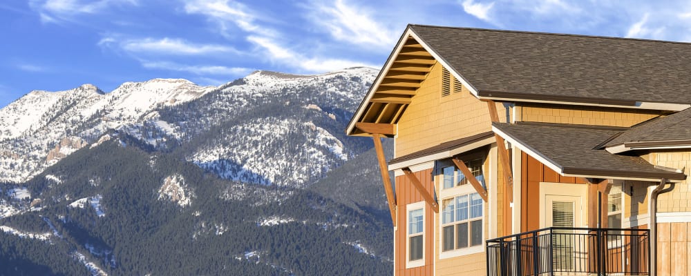 Gorgeous mountain view of balconies at The Springs at Bozeman in Bozeman, Montana