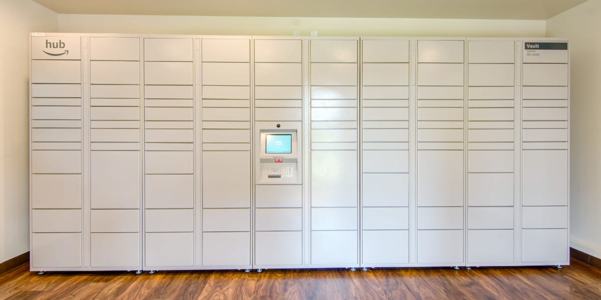 24-hour HUB package lockers at Lakeview Village Apartments in Spring Valley, California
