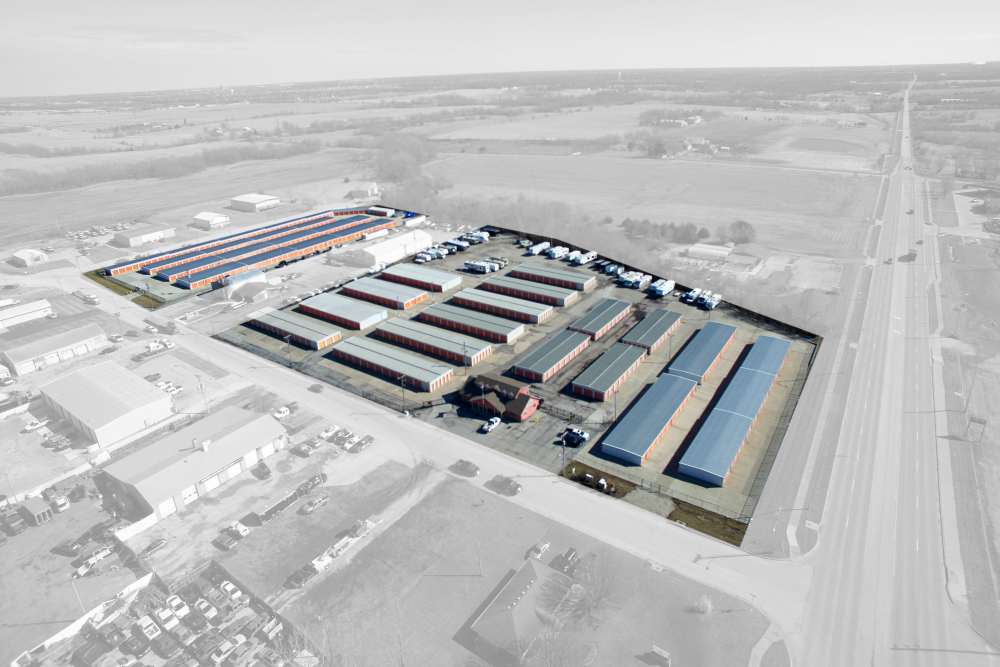 Aerial view at American Self Storage in Raymore Missouri