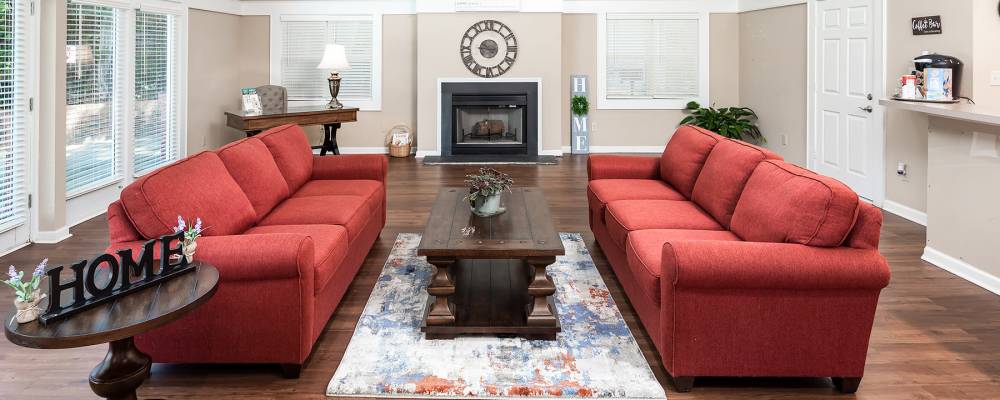 Interior of a clubhouse at Huntersville Commons in Huntersville, North Carolina