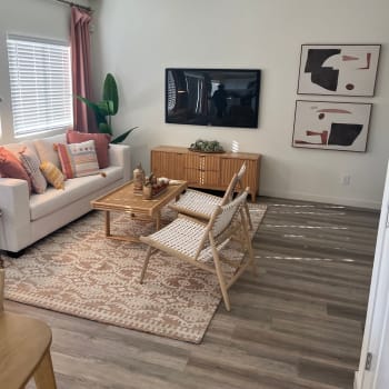 Model living room at Canyon Crossing in Reno, Nevada