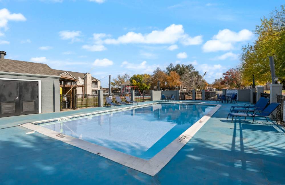 Sparkling swimming pool at Derby Park Apartments in Round Rock, Texas
