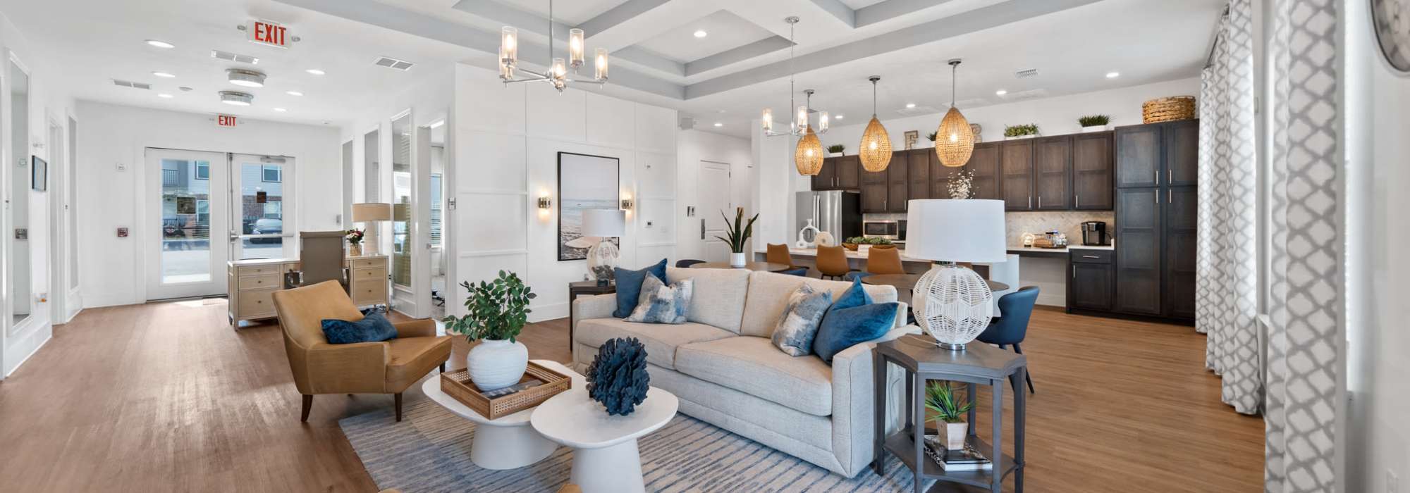 Clubhouse with ambient lighting and lots of seating at Fletcher Black in Panama City, Florida