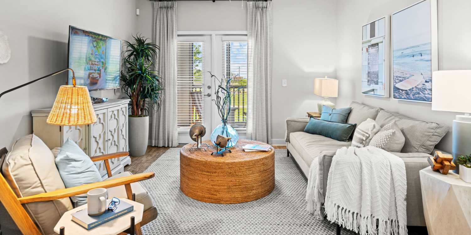 Two bedroom apartment living room at Mexico Beach Crossings Apartments in Mexico Beach, FL.