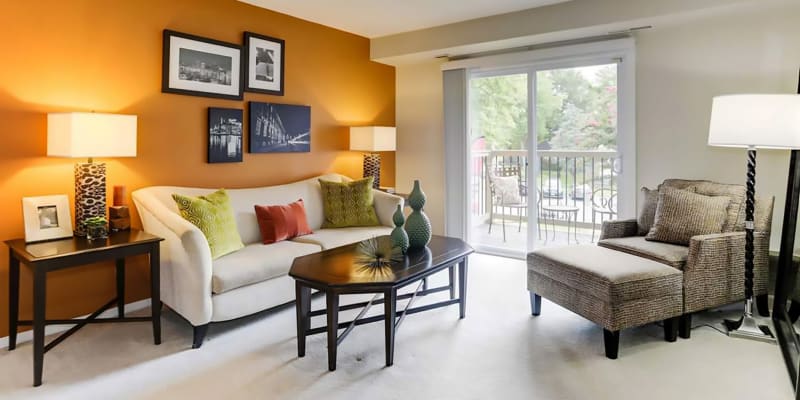 Model living room at Hamilton Springs Apartments in Baltimore, Maryland