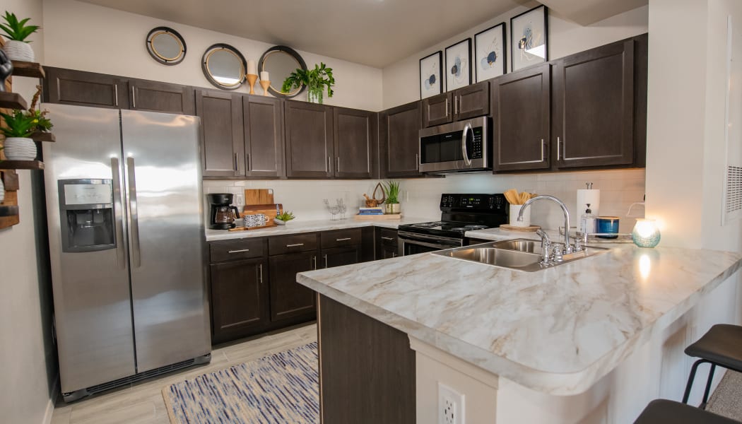 Kitchen with tons of natural light at 24Hundred Apartments in Oklahoma City, Oklahoma