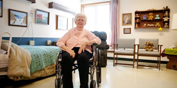 Resident in her room at Ingleside Communities in Mount Horeb, Wisconsin