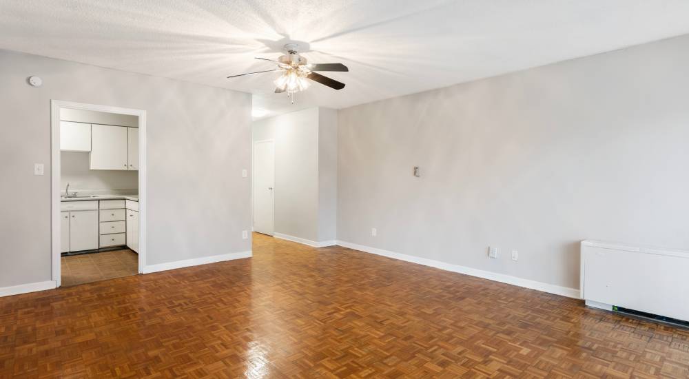 Model home's living space at Central Gardens in Memphis, Tennessee