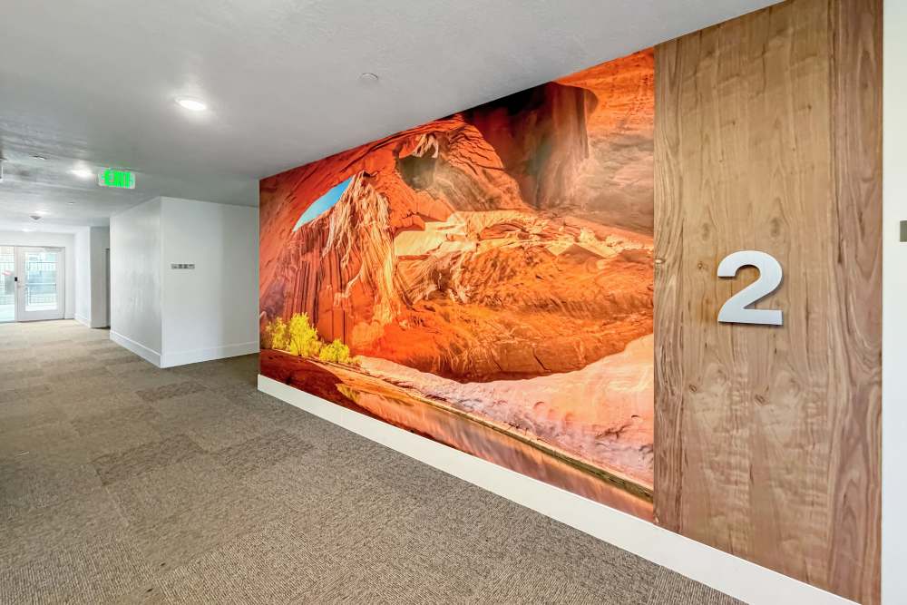 Interior Hallway Mural at The Hardison in Salt Lake City, Utah