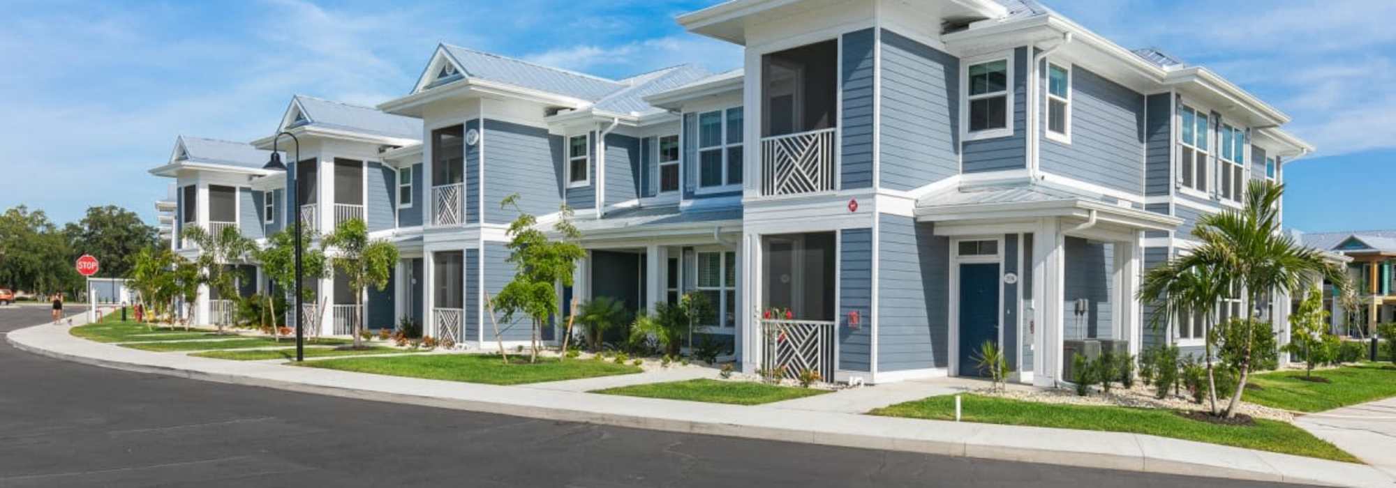 Exterior view of apartments at The Bergamot Apartments On 780 in Sarasota, Florida
