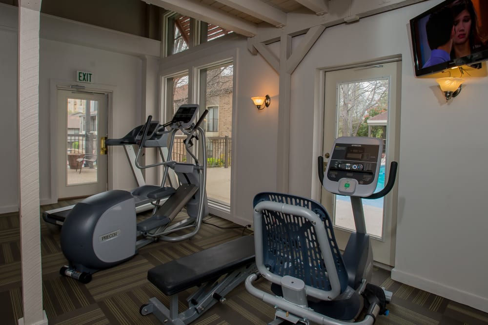 Private fitness center at Polo Run Apartments in Tulsa, Oklahoma