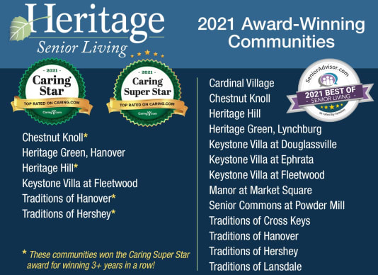 Heritage Senior Living Award winning communities