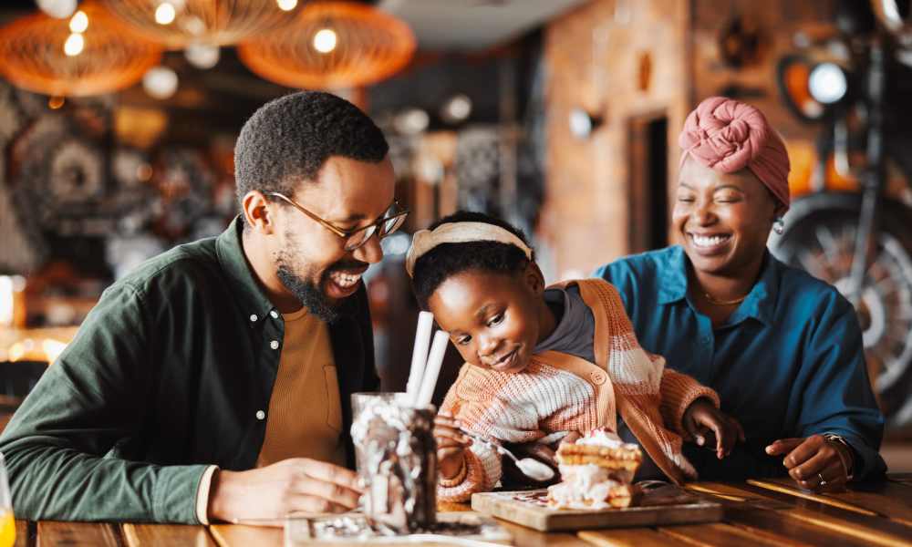 Resident family at restaurant near Avonlea On The River in Duluth, Georgia