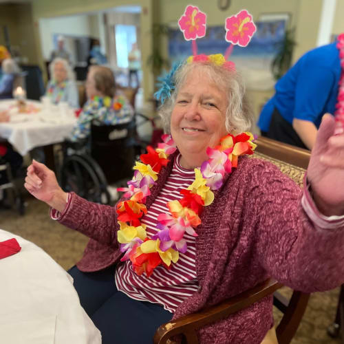 Resident at a party at The Columbia Presbyterian Community in Lexington, South Carolina