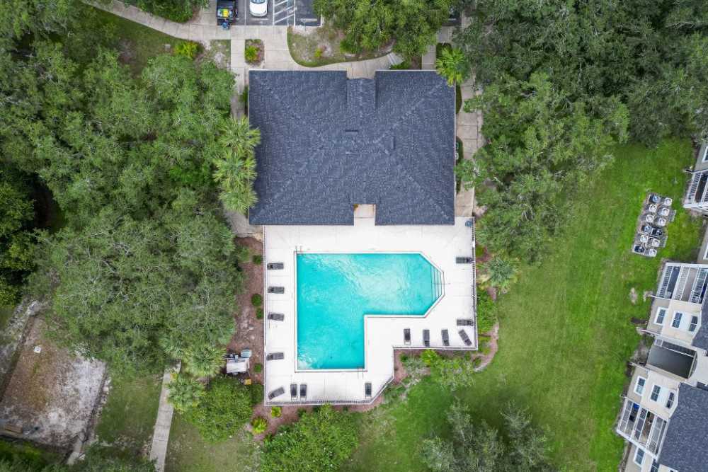Drone view of community at Cypress Oaks in Leesburg, Florida
