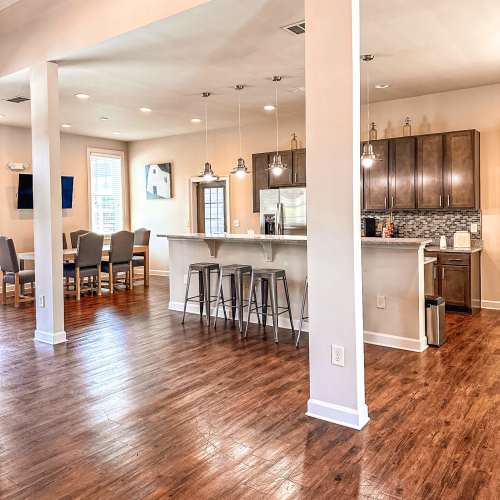 Clubhouse with lounge seating and built-in kitchen at Ridge at Hamilton Crossing in Maryville,Tennessee