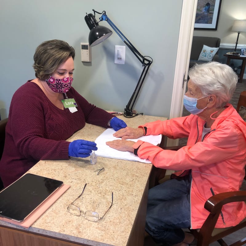 Resident having her nails painted at a Presbyterian Communities of South Carolina community