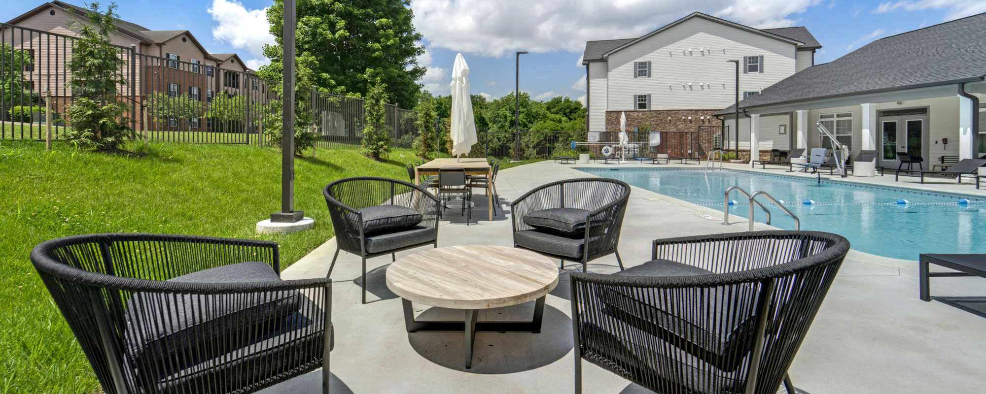 Outside seating area at The Warrick in Nashville, Tennessee