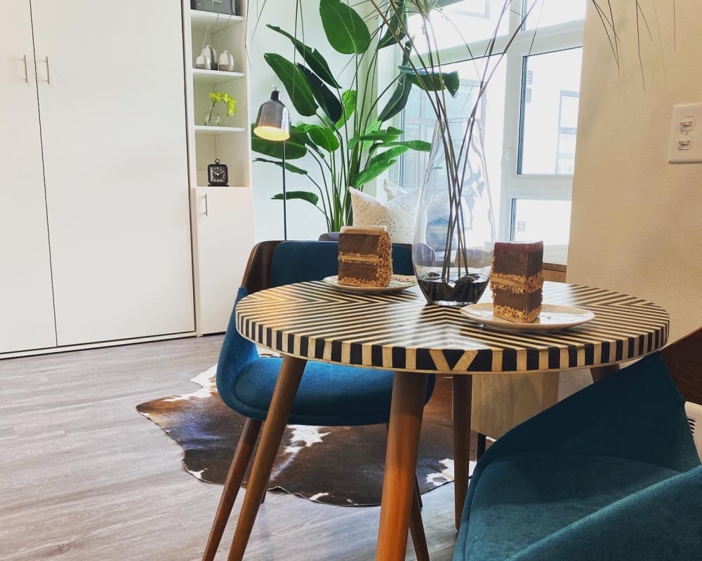 Dining table in model apartment home at Koz on State in Salem, Oregon