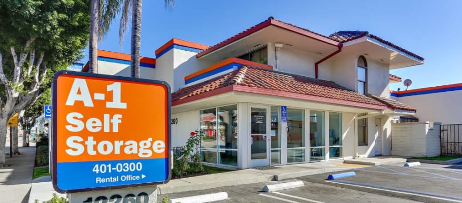 Beautiful landscaping surrounds the facility in El Monte, California at A-1 Self Storage