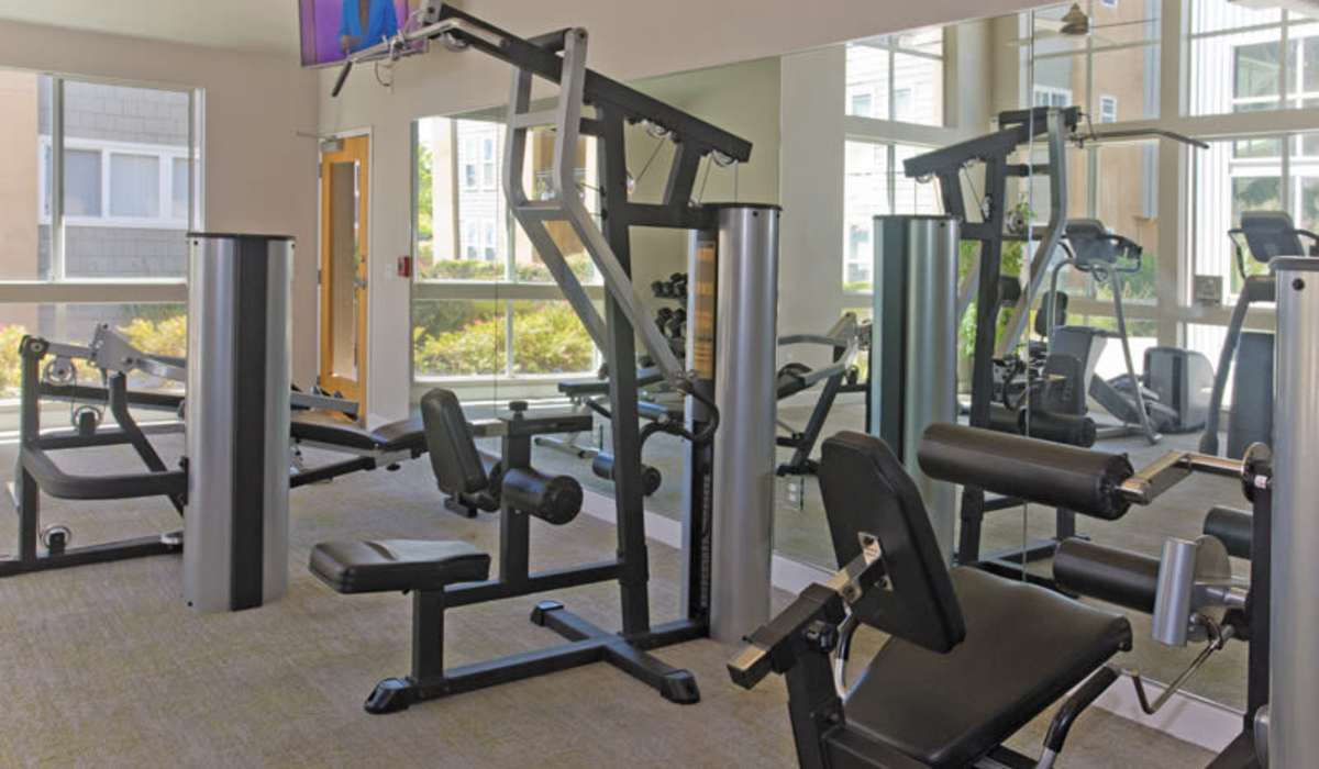 Well-equipped fitness center at Pacific Shores, Santa Cruz, California
