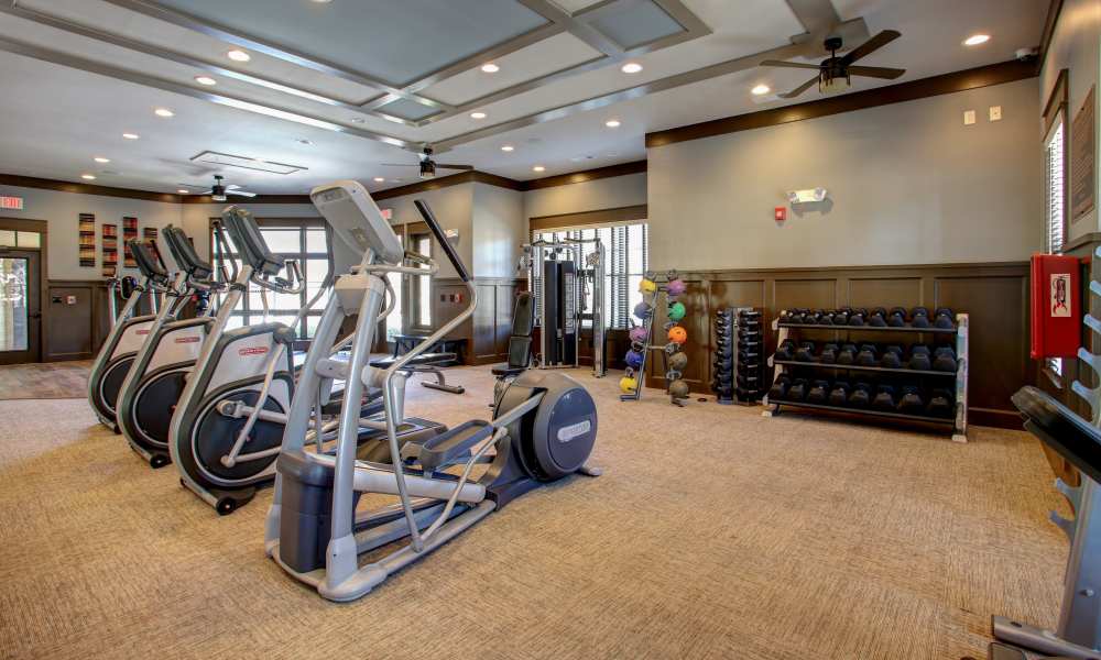 Modern fitness center featuring state-of-the-art equipment and spacious workout areas at Avonlea Square in Smyrna, Georgia
