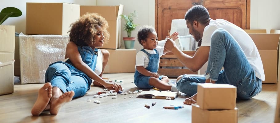 A family in Fountain Valley unpacks at their new home