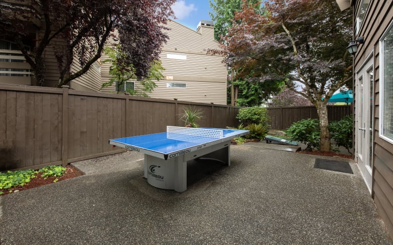 The outdoor ping pong table at Latitude Apartments in Everett, Washington