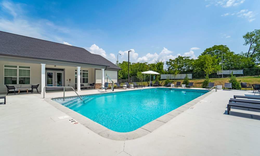 Sparkling swimming pool at The Warrick in Nashville, Tennessee