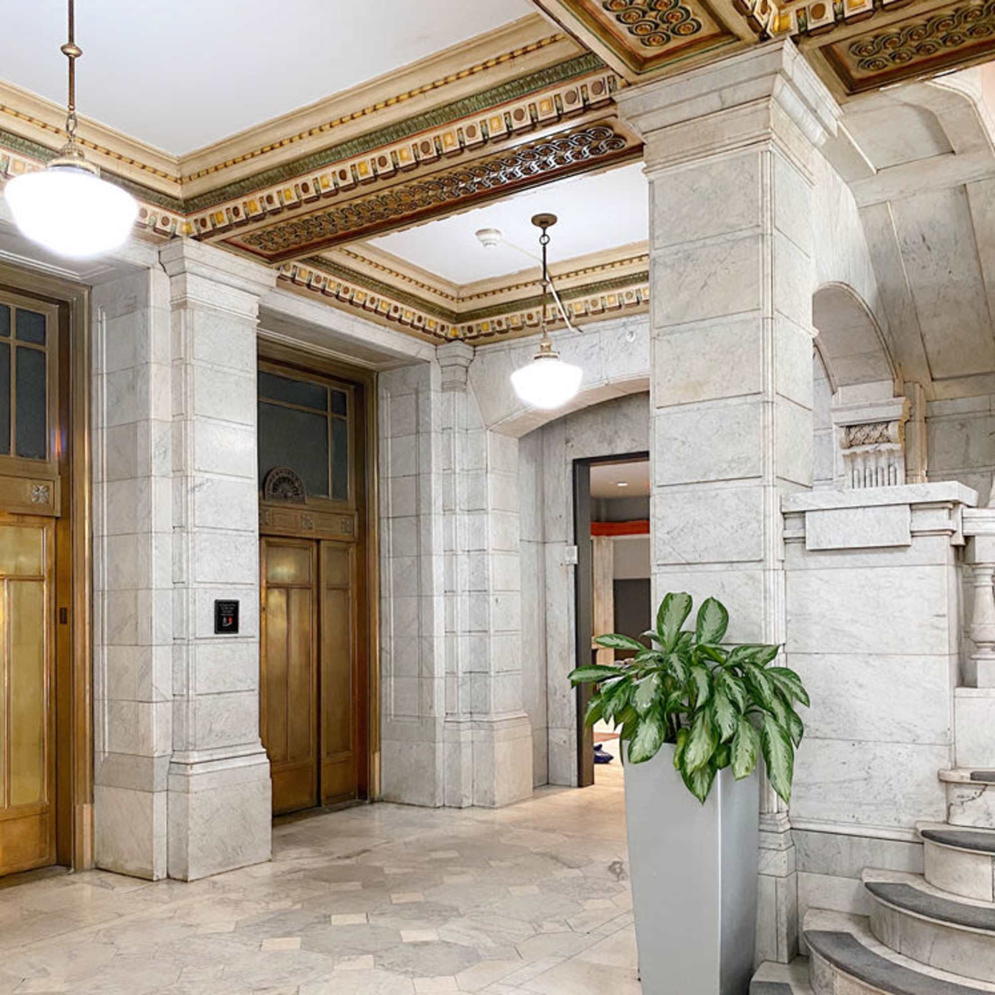 Lift and stair area at The Atlas in Columbus, Ohio