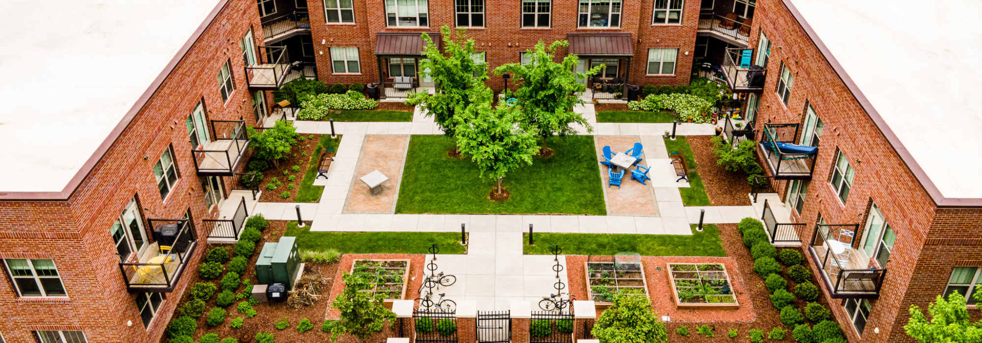 Drone shot of the apartment at The Marling in Madison, Wisconsin