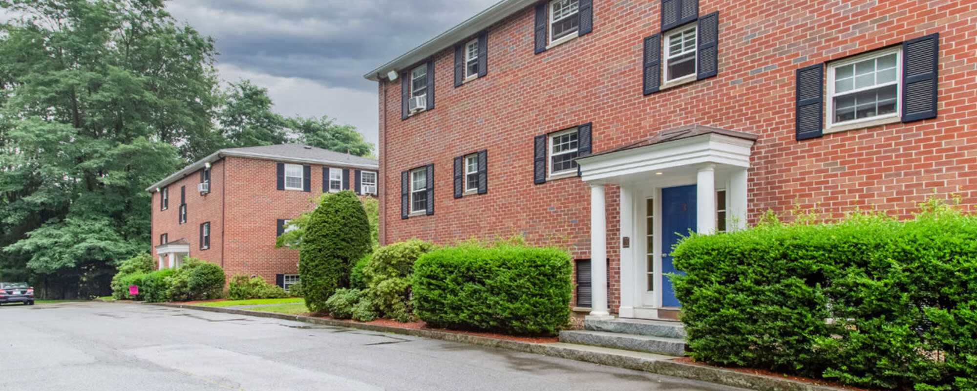 Exterior view of the apartment building at Powderhouse in Manchester by the Sea, Massachusetts
