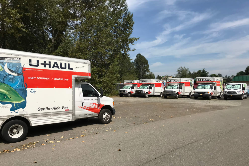 U-Hauls for rent at Trojan Storage of Puyallup in Puyallup, Washington