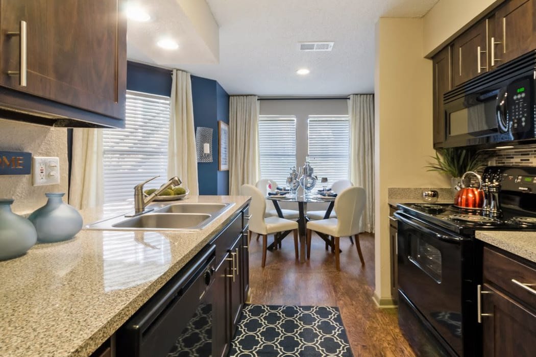Beautiful chef's kitchen at Ridgeview Place in Irving, Texas