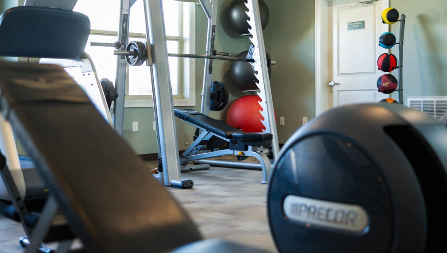 Well-equipped fitness center at University Commons in Williston, North Dakota