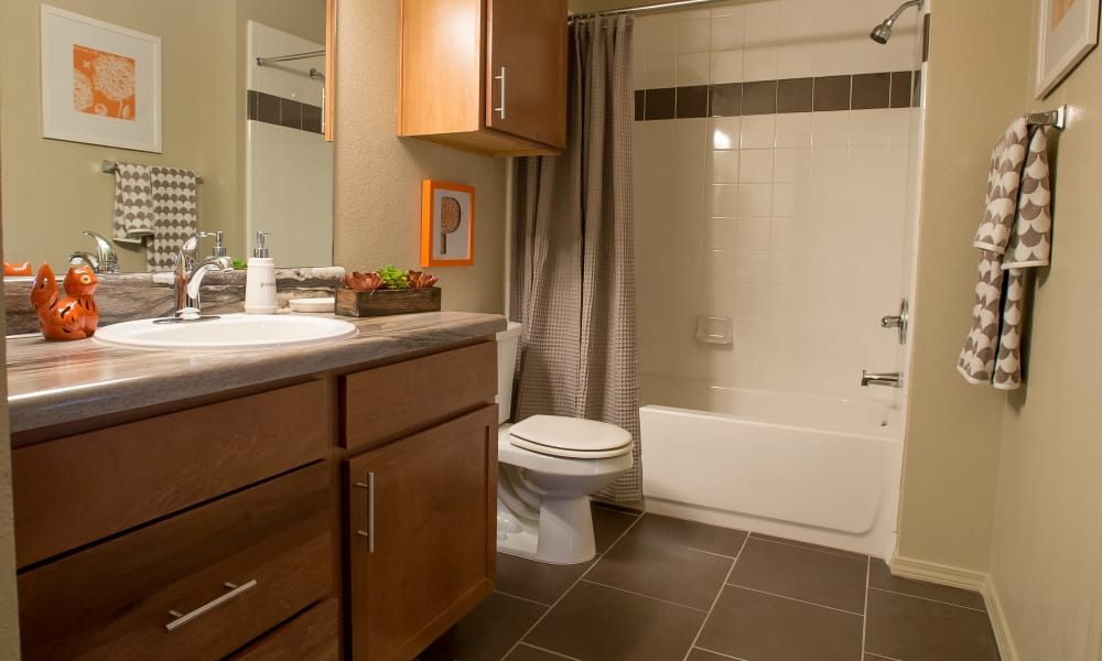Bathroom at Portofino Apartments in Wichita, Kansas