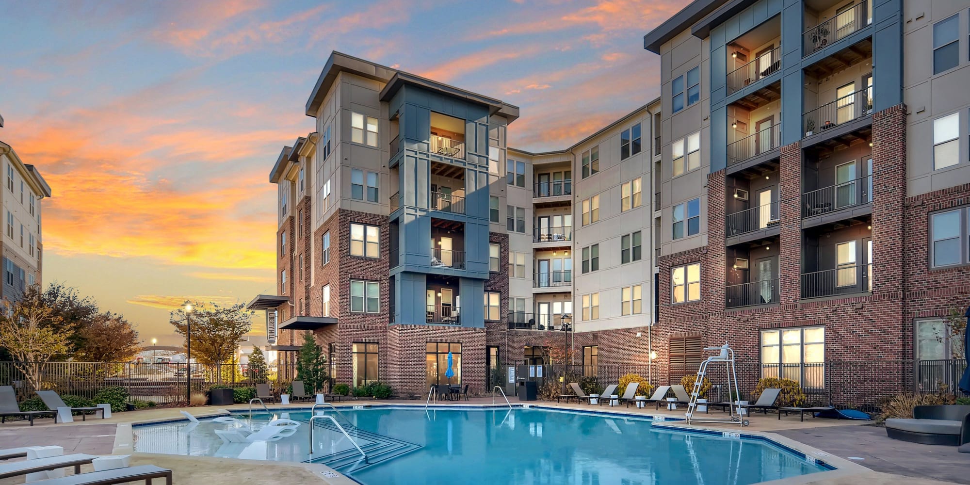 Exterior of the community and pool at Allegiant-Carter Management in Tampa, Florida