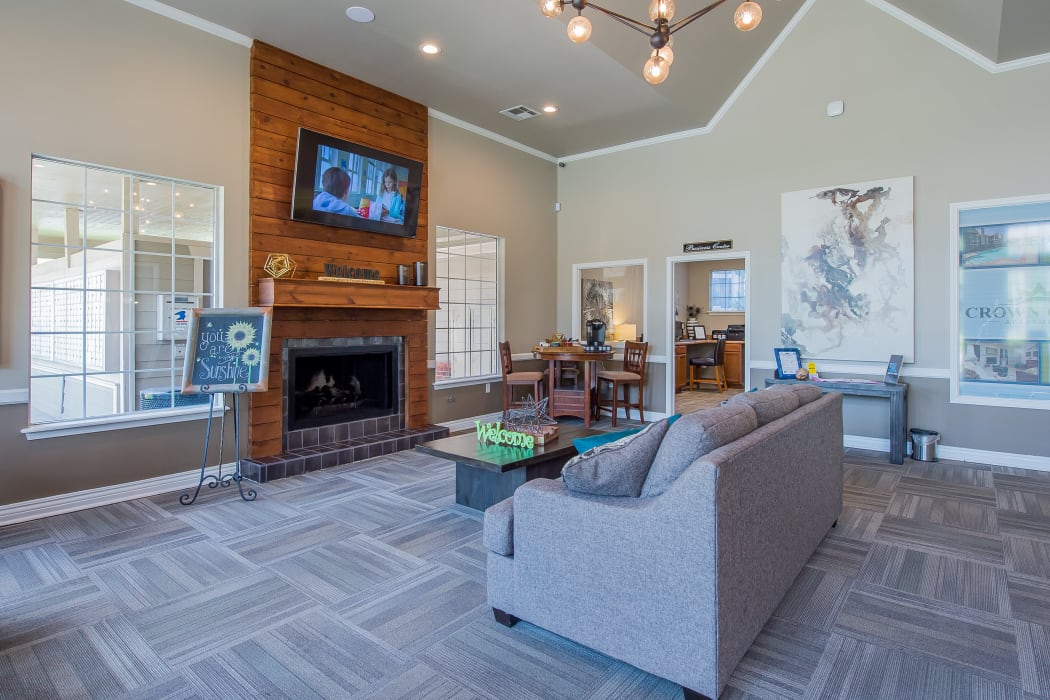 Clubhouse with vaulted ceilings at Crown Chase Apartments in Wichita, Kansas