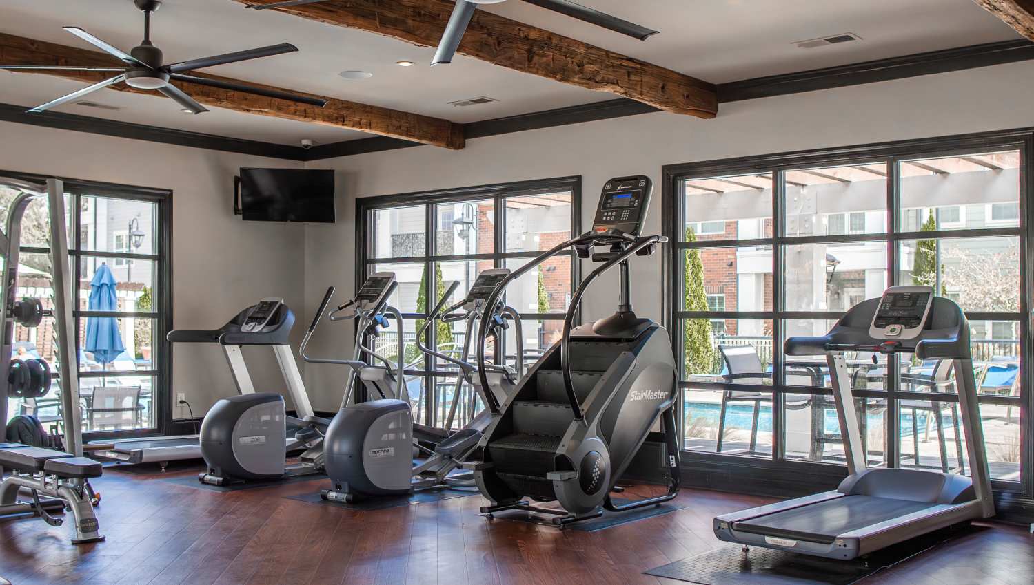 Fitness center with cardio equipment at Springfield Apartments in Murfreesboro, Tennessee