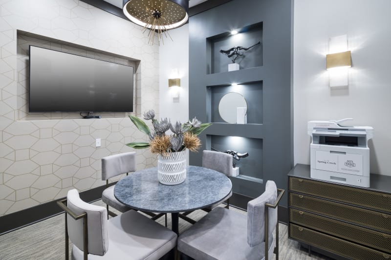 Modern dining area at The ReVe in Garland, Texas