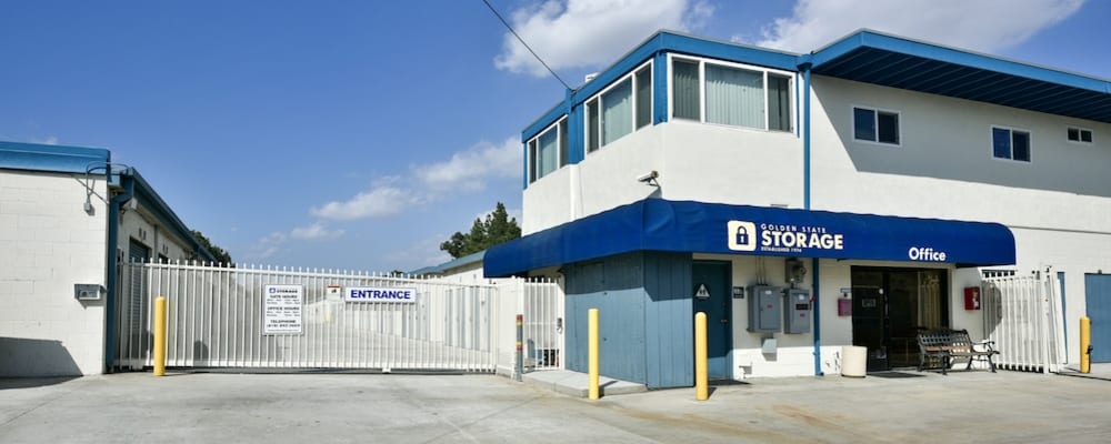 Entrance gate and driveway at our storage facility on Roscoe Boulevard in North Hills