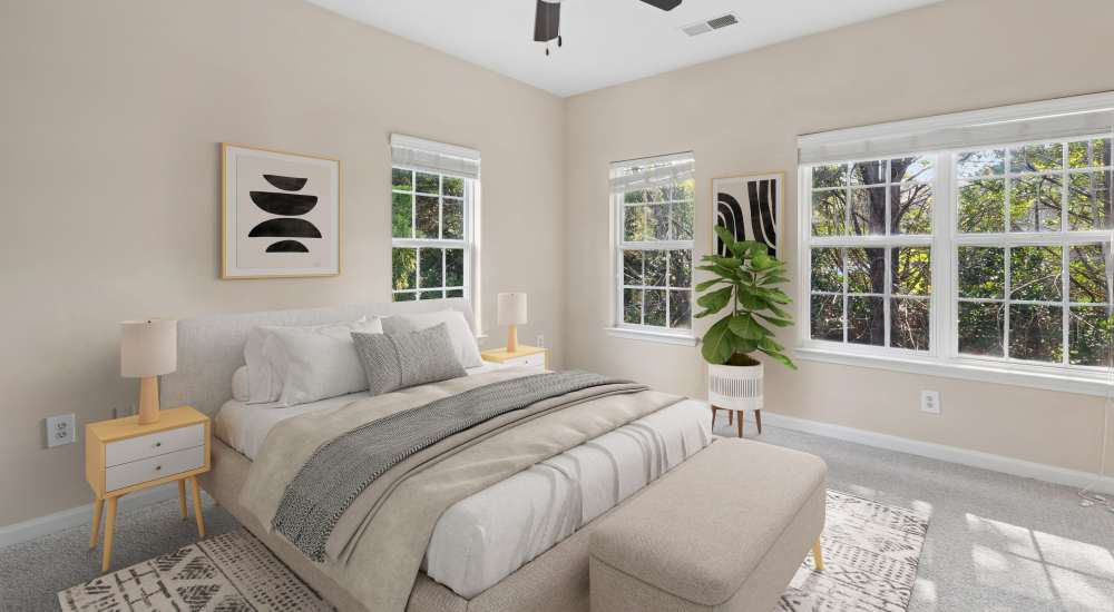 A bright bedroom at The Grove at Ben Hill in Atlanta, Georgia