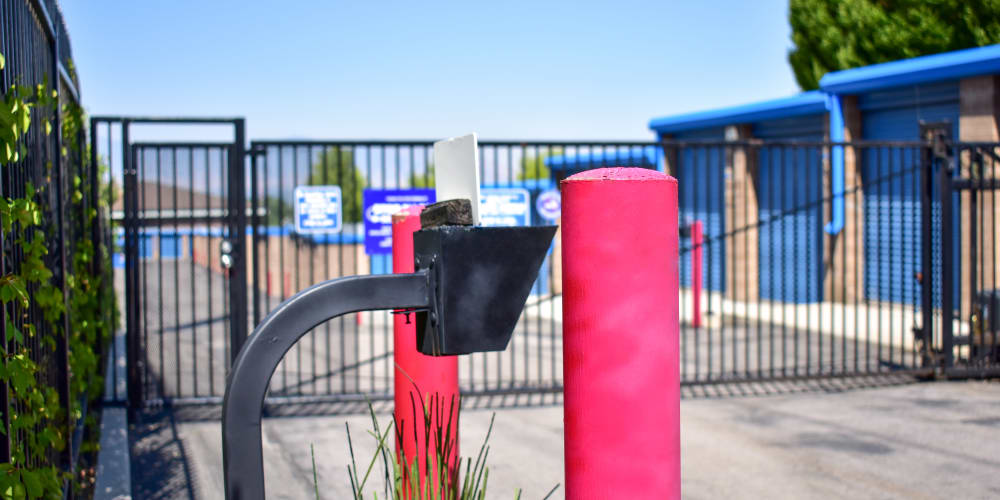 The front gate and keypad entry at STOR-N-LOCK Self Storage in Cottonwood Heights, Utah