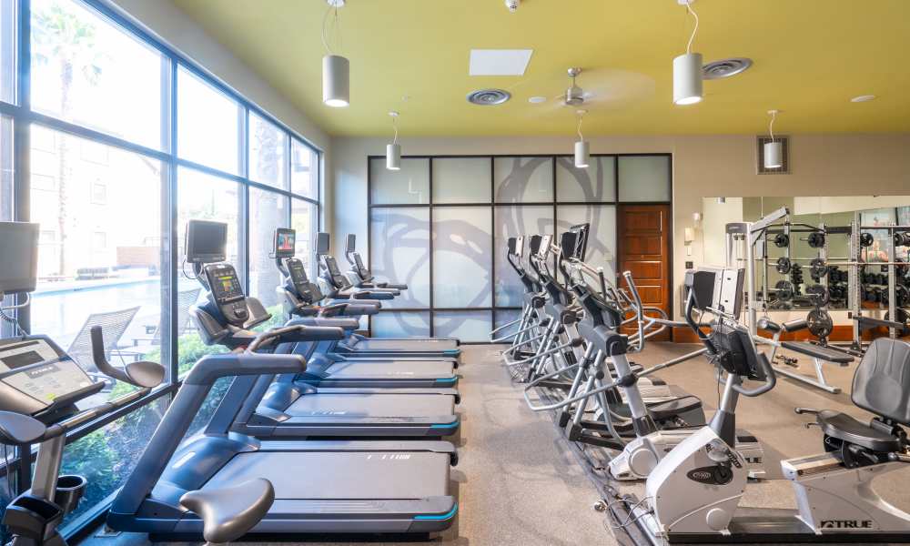 Fitness center at LINQ Midtown in Sacramento, California