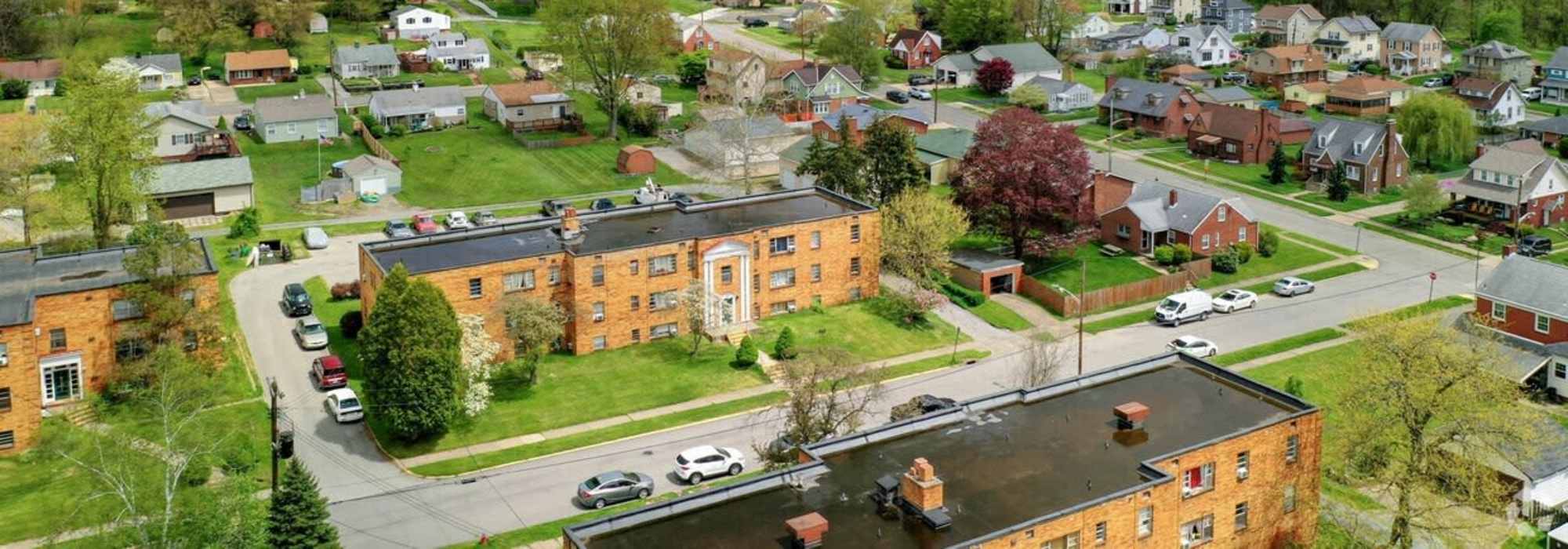 Aerial view of a community at Virginia Junction in Baden,Pennsylvania