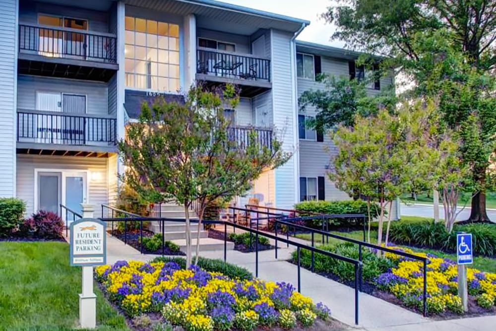 Leasing center at Fox Run Apartments in Edgewood, Maryland