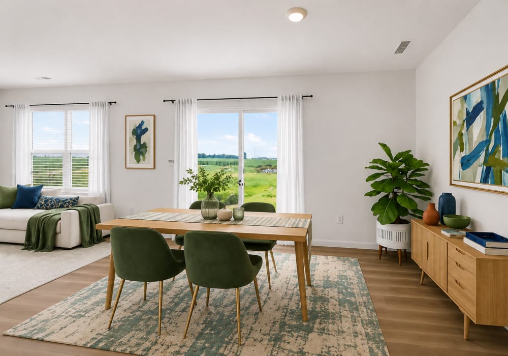 Dining area with spacious windows at Brixin Sonora in Fort Wayne, Indiana
